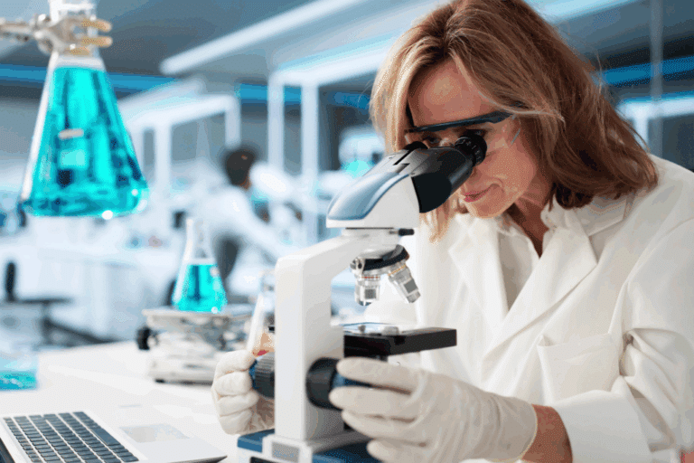 Medical Lab Scientist Woman Doing Research In Laboratory